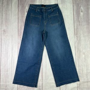 Women’s Frye Wide leg Cropped Raw Hem Front Sailor Pockets Denim Jeans 28